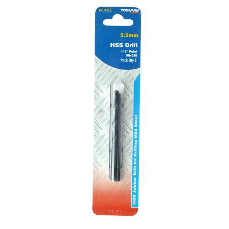 Jobber HSS Drill 5.5mm Roll Forged Toolpak Pack of 2